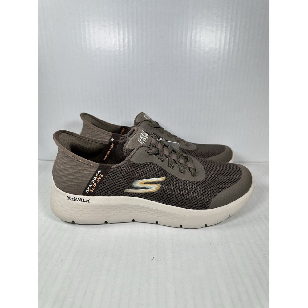 Size 8.5 Skechers Slip Ins Go Walk Flex Hands Up Shoes Brown Mens 216324/BRN